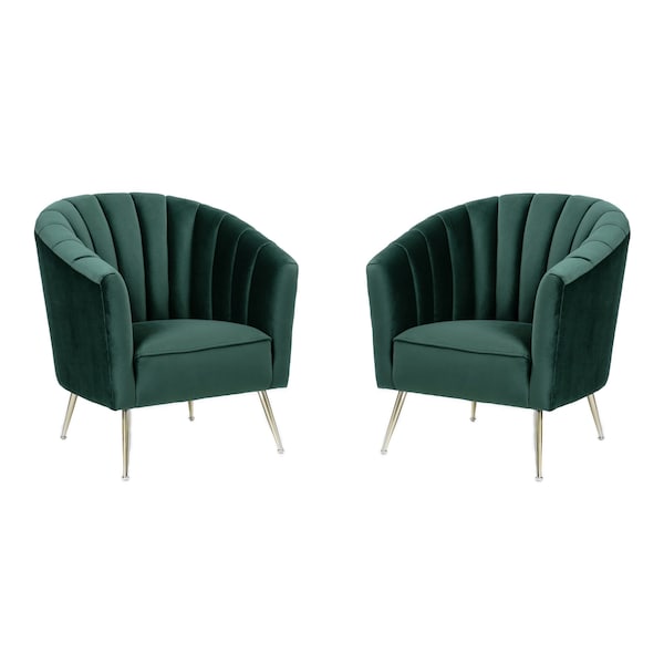 Manhattan Comfort Rosemont Accent Chair in Green and Gold, PK2 2-AC056-GR - main